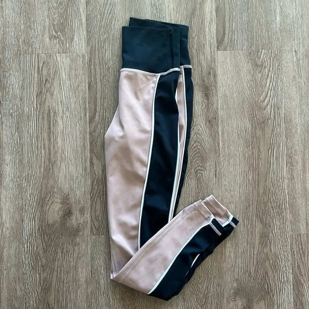 Anthropologie All Fenix Ivy 7/8 Leggings‎ Nude Black Colorblock XS